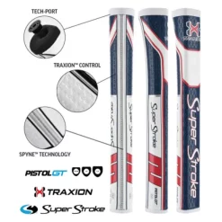 SuperStroke Super Stroke Traxion Pistol GT 2.0 Putter Grip - Red/White/Blue