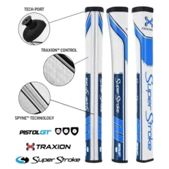 SuperStroke Super Stroke Traxion Pistol GT 1.0 Putter Grip - White/Light Blue/ Dark Blue