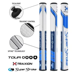 SuperStroke Super Stroke Traxion Tour 2.0 Putter Grip - White/Light Blue/Dark Blue