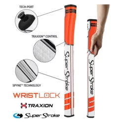 Superstroke Traxion Wrist Lock Putter Grip - Orange/White