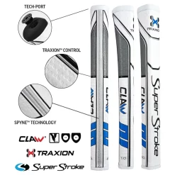 SuperStroke Super Stroke Traxion Claw 1.0 Putter Grip - White/Blue/Grey