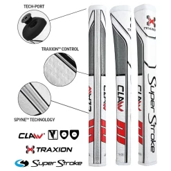 SuperStroke Super Stroke Traxion Claw 1.0 Putter Grip - White/Red/Grey