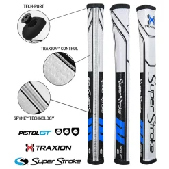SuperStroke Super Stroke Traxion Pistol GT 1.0 Putter Grip - Black/Blue/White