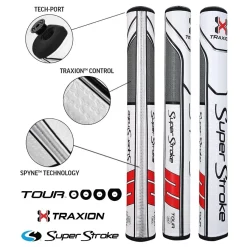 SuperStroke Super Stroke Traxion Tour 3.0 Putter Grip - White/Red/Grey